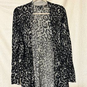 APT 9 BLACK CHEETAH PRINT THIN CARDIGAN